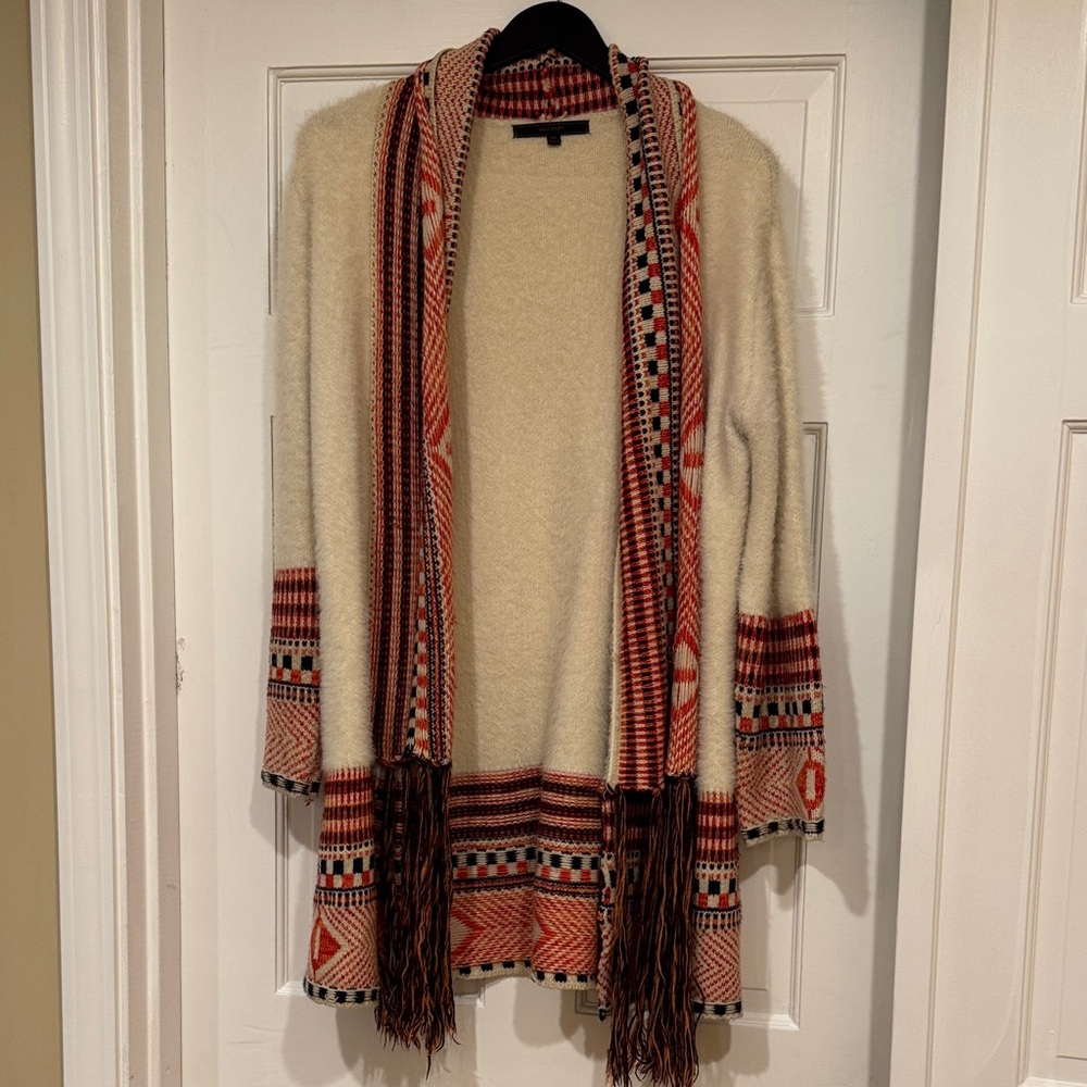 Chic Cream and Red Women's Cardigan